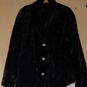 Venezia Black Teddy Jacket with Crystal Buttons